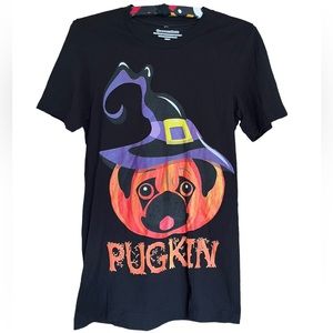 Design by Humans | Women’s “Pugkin” Halloween T Shirt Pug Pumpkin Design